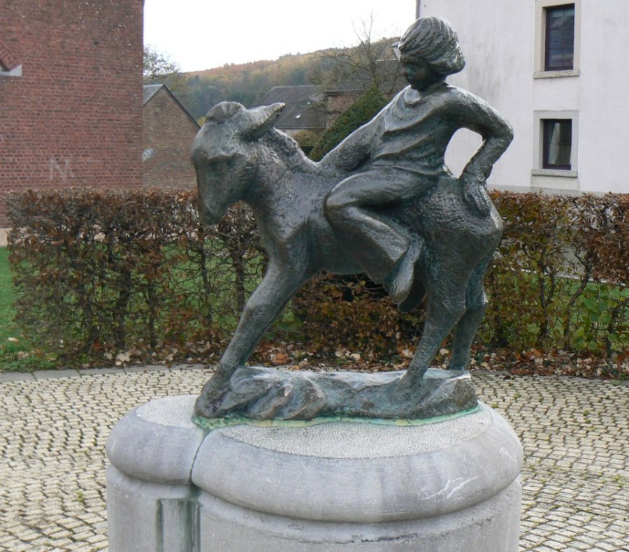 Sculpteur Louis Noel, n� � ON, l'enfant et l'ane